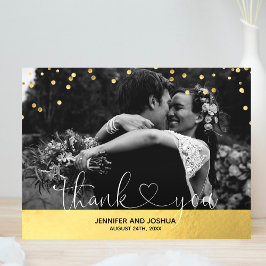 Cartão Postal Dourado confetti e Foil Weding Obrigado | FOTOS