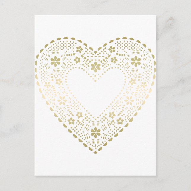 Cartão Postal Dourado Coração Lace (Frente)