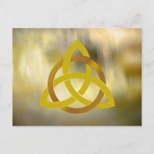 Cartão Postal Dourado Cream Trinity Knot Celular Watercolor