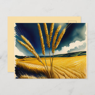 Cartão postal Dourado da Autumn Harvest Prairie