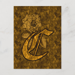 Cartão postal Dourado de Monograma C Inicial