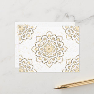 Cartão Postal Dourado e Branco Elegante