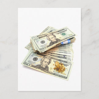 Cartão Postal Dourado E Dinheiro