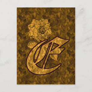 Cartão postal Dourado e inicial Monograma