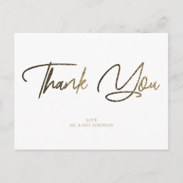 Cartão Postal Dourado e Silver Glitter Preto Quadrado Obrigado P