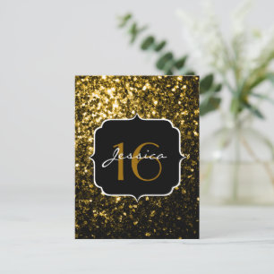 Cartão Postal Dourado escuro amarelo falso brilho faíscas Doce 1