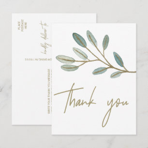 Cartão Postal Dourado Eucalyptus Veed Obrigado