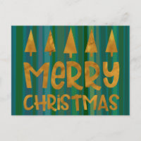 Dourado Feliz Natal e Árvores com faixas verdes