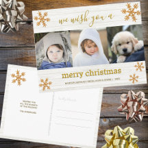 Dourado Floco de Neve 3 Foto Feliz Natal