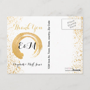 Cartão Postal Dourado Leaf Spry Obrigado PostCard