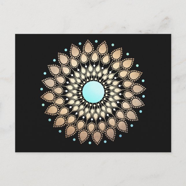 Cartão postal Dourado Lotus Floral Mandala (Frente)