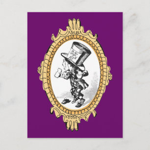 Cartão Postal Dourado Mad Hatter One