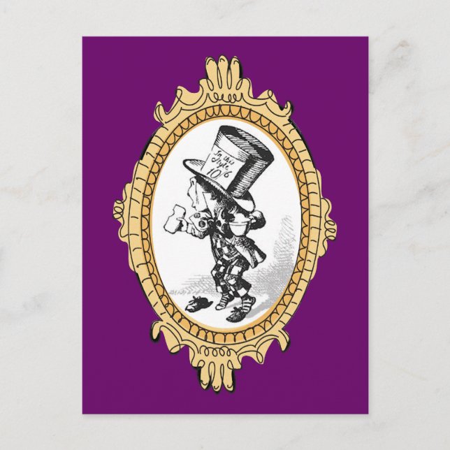 Cartão Postal Dourado Mad Hatter One (Frente)