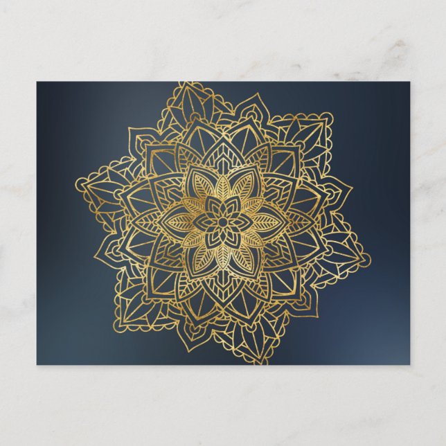 Cartão Postal Dourado Mandala (Frente)