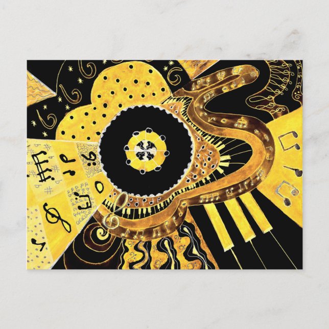 Cartão Postal Dourado musical. (Frente)