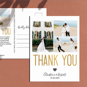 Cartão Postal Dourado Negrito Obrigado Personalizado Foto Casame