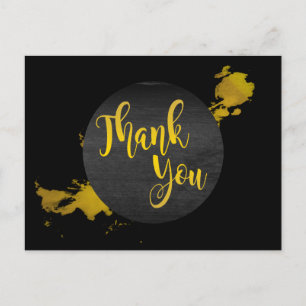 Cartão Postal Dourado Negro Obrigado Abstrato moderno