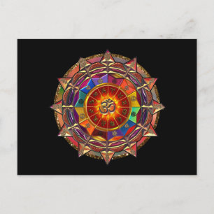 Cartão Postal Dourado Sun Mandala