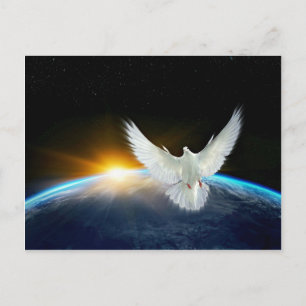 Cartão Postal Dove of Peace over Planet Earth Sunrise
