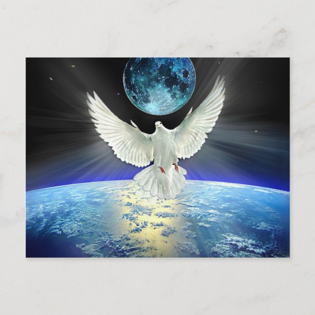 Cartão Postal Dove of Peace over Planet Earth Sunrise (Frente)