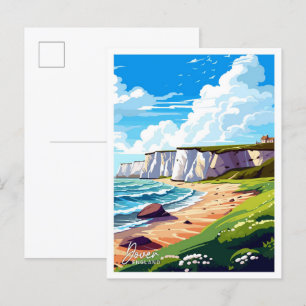 Cartão Postal Dover England Art Viagem Vintage
