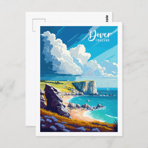Cartão Postal Dover England ilustração do local da viagens vinta