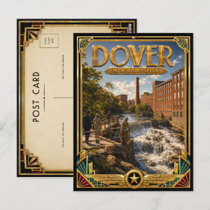 Cartão Postal Dover New Hampshire Arte Deco Vintage Era de Ouro