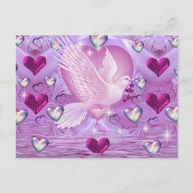 Cartão Postal Doves e Corações (Frente)