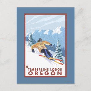 Cartão Postal Downhill Snow Skier - Timberline Lodge, Oregon