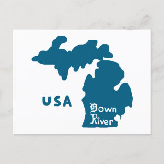 Cartão Postal Downriver Michigan Azul