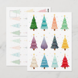 Cartão Postal Doze Árvores de Natal: Impressão Colorida de Feria