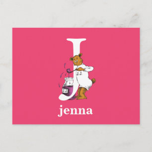Cartão Postal Dr. Seuss ABC: Carta J - Branco   Adicione seu nom