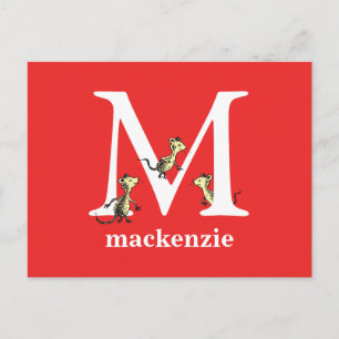 Cartão Postal Dr. Seuss ABC: Carta M - Branco   Adicione seu nom