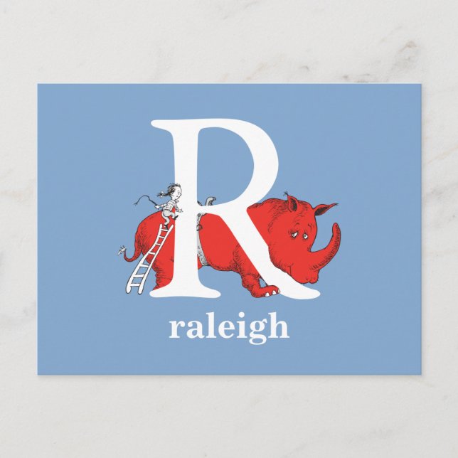 Cartão Postal Dr. Seuss ABC: Carta R - Branco | Adicione seu nom (Frente)