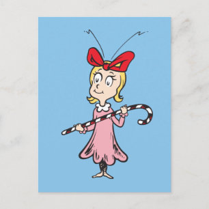 Cartão Postal Dr. Seuss Cindy-Lou Who - Holding Candy Cane