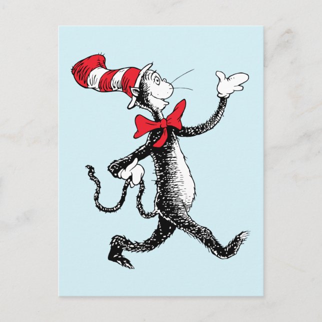 Cartão Postal Dr. Seuss | Gato na Marcha do Chapéu (Frente)