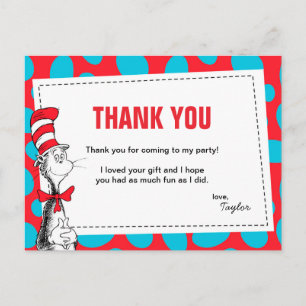 Cartão Postal Dr. Seuss   Gato no Chapéu Agradecimento de Aniver