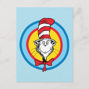 Cartão Postal Dr. Seuss Gato no Chapéu Gráfico da Cabeça