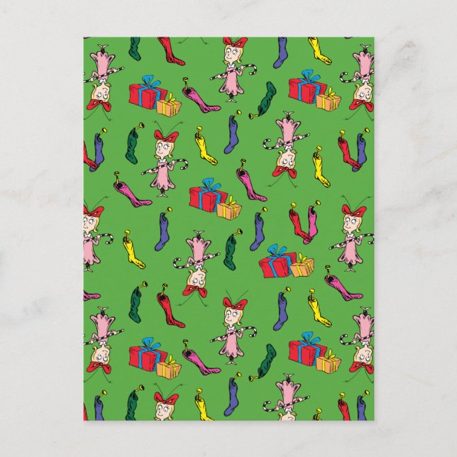 Cartão Postal Dr. Seuss | Grpolegadas | Padrão Cindy-Lou Quem (Frente)