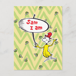 Cartão Postal Dr. Seuss Sam-I-Am Segurando Placa