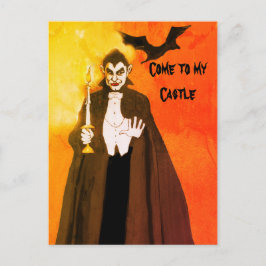 Cartão Postal Dracula Art Halloween Party Black Orange Glow