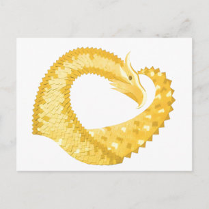 Cartão Postal Dragão amarelo no branco