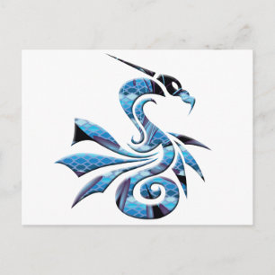 Cartão Postal Dragão Azul e Negro