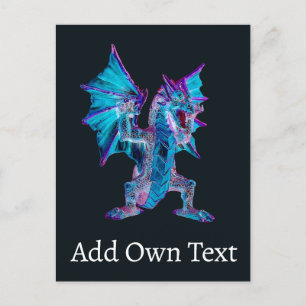 Cartão Postal Dragão Azul Fantasia