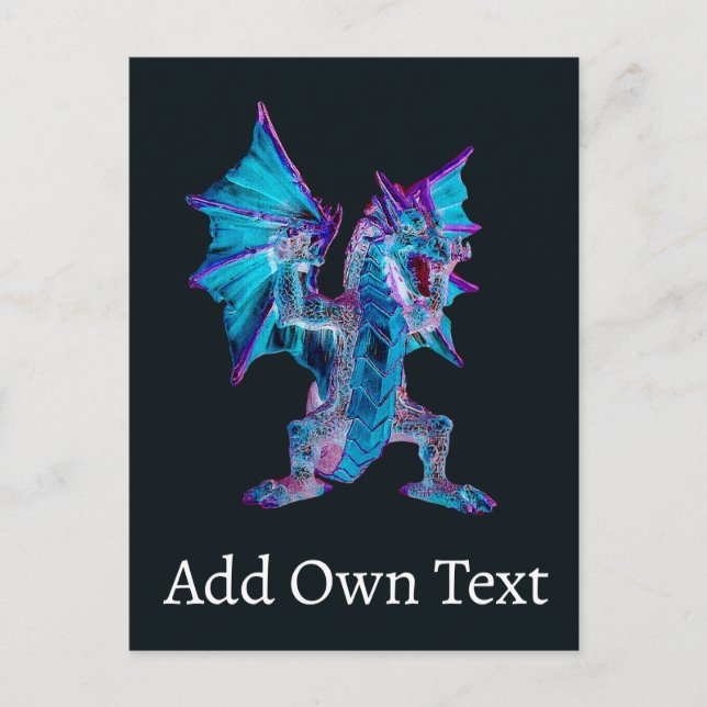 Cartão Postal Dragão Azul Fantasia (Frente)