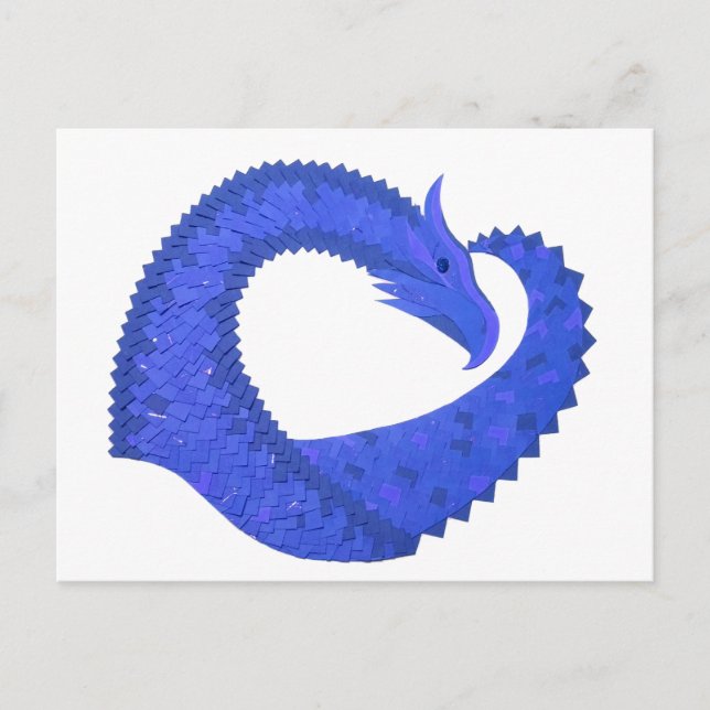 Cartão Postal Dragão azul no branco (Frente)