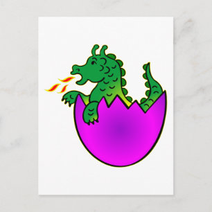 Cartão Postal Dragão-Bebê-Cute Em Ovo