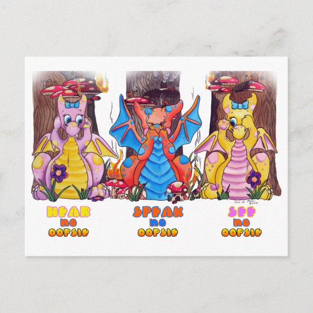 Cartão Postal Dragão bebê fofo de Oopsias (Frente)