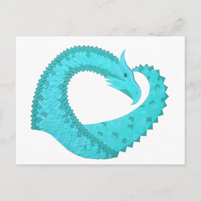 Cartão Postal Dragão cardíaco Verdigris em branco (Frente)