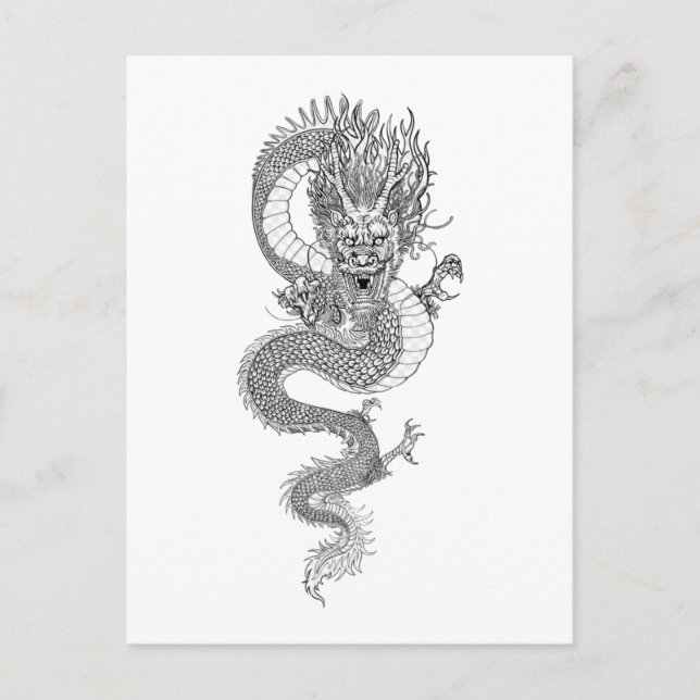Cartão Postal Dragão chinês antigo (Frente)